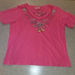 Hot Pink embroidery top 2X